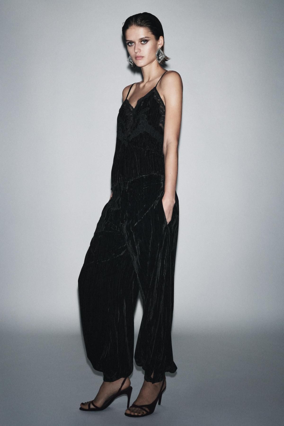 자라 벨벳 테크니컬 벌룬 팬츠 미드웨이스트 5344/252 BLACK - 상세 이미지 2