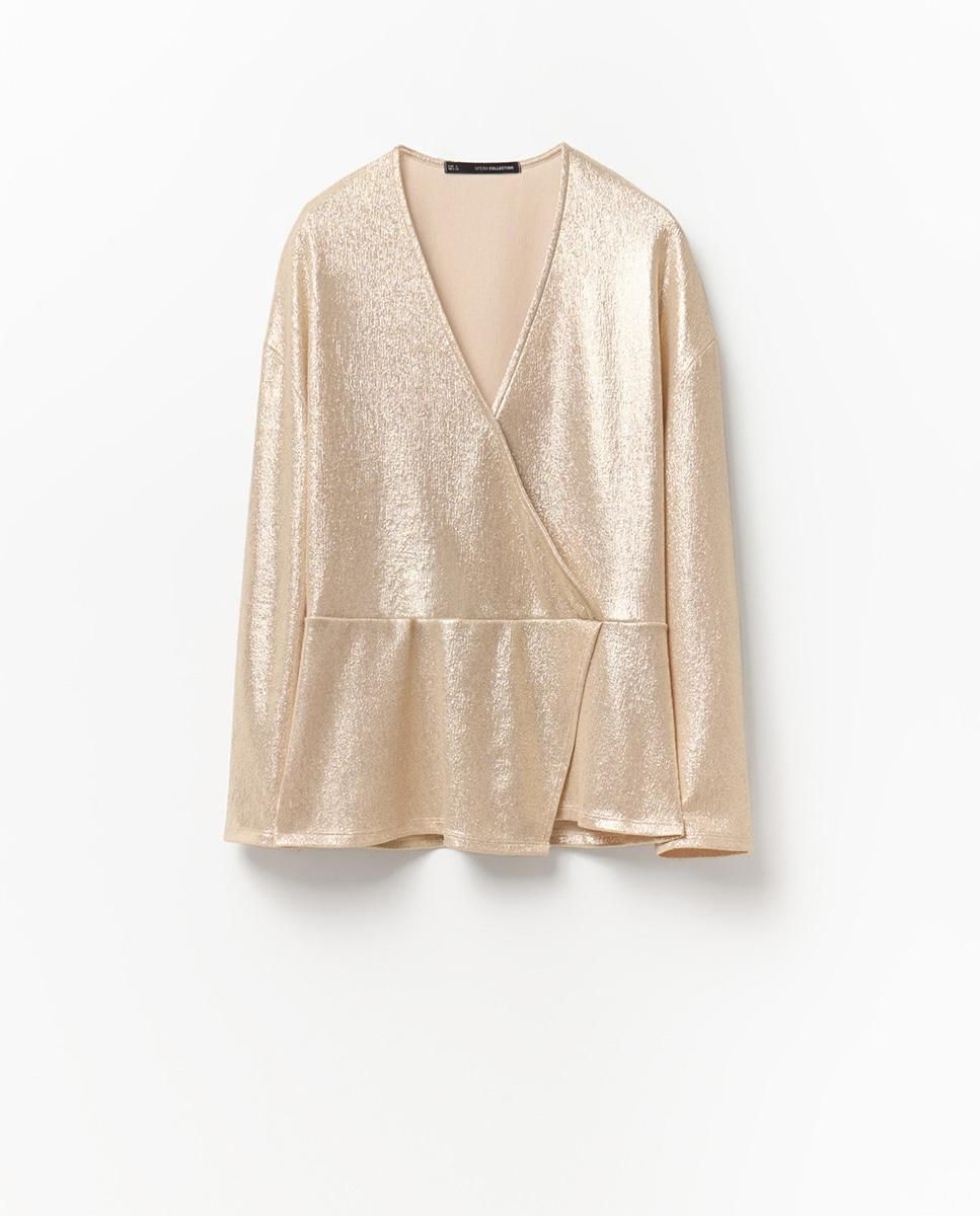 스페라 샤이니 테크니컬 브이넥 랩 블라우스 56260102860 ORO - 메인 이미지
