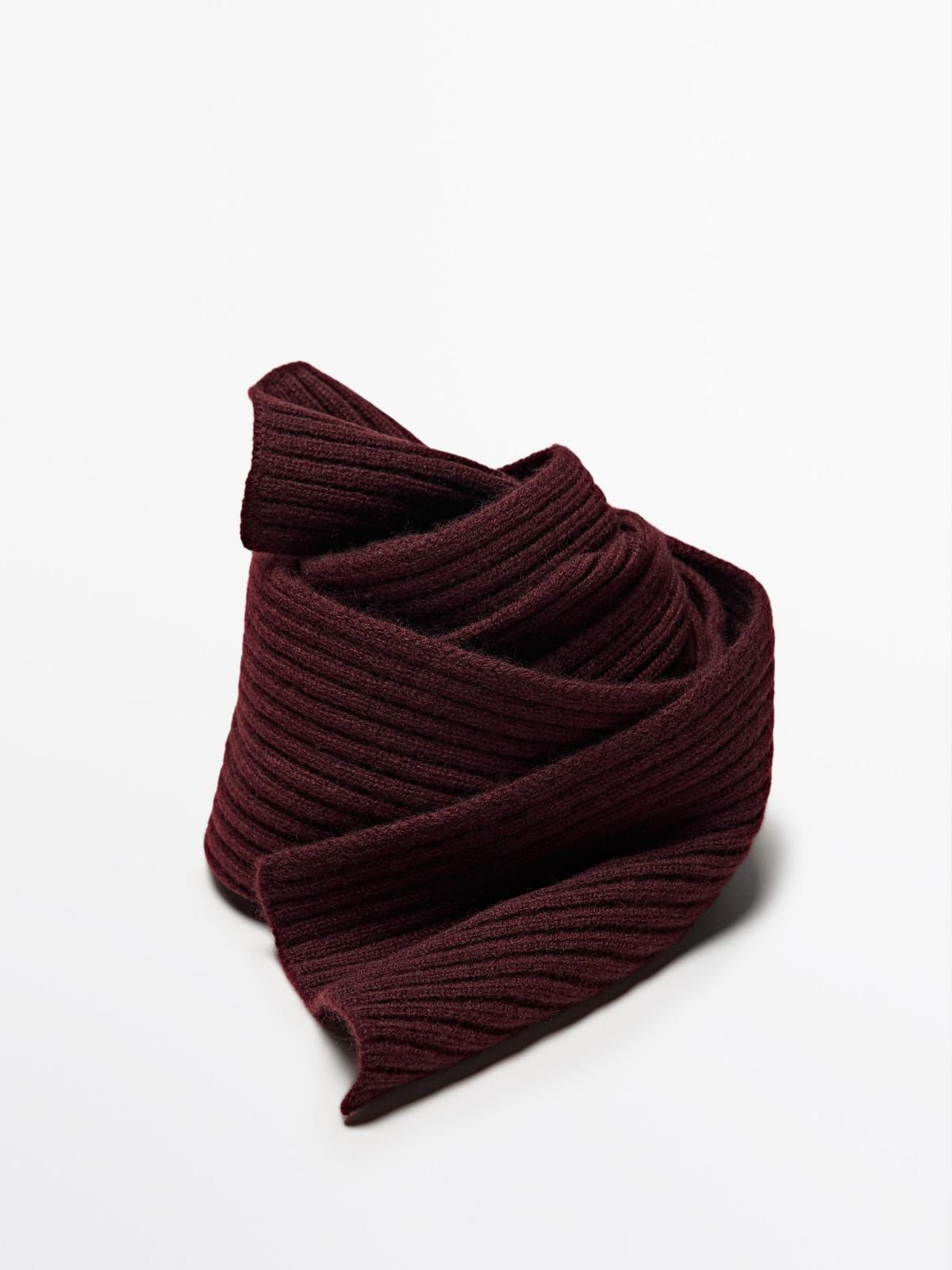 마시모두띠 버건디 울블렌드 리브드 니트 스카프 6342/653 BURGUNDY - 상세 이미지 4