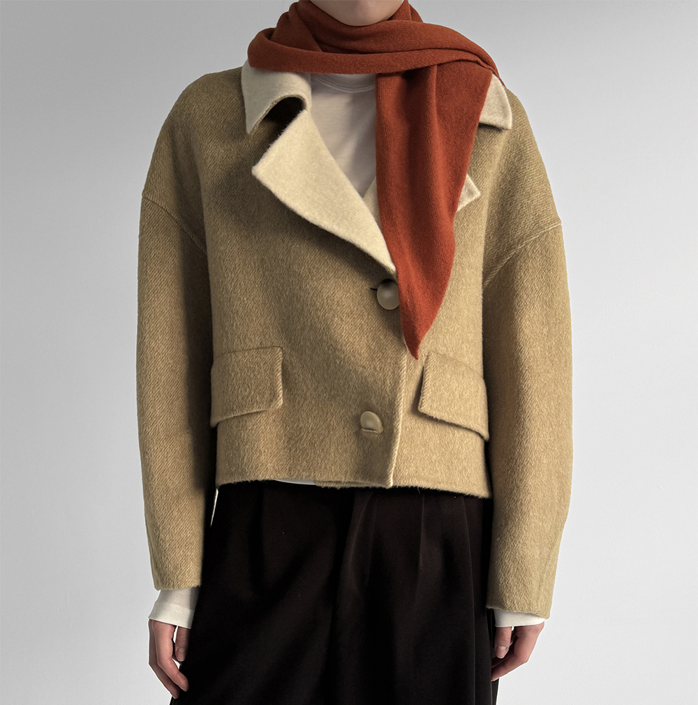 울 언발란스 셔츠 스타일 핸드메이드 자켓