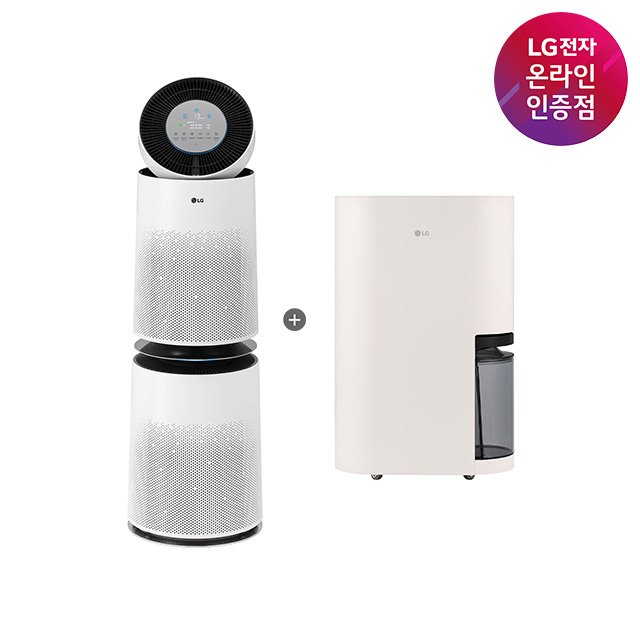 LG 퓨리케어 AI 360 공기청정기 + LG 휘센 오브제컬렉션 제습기 (AS285DWWC + DQ214MEGA)