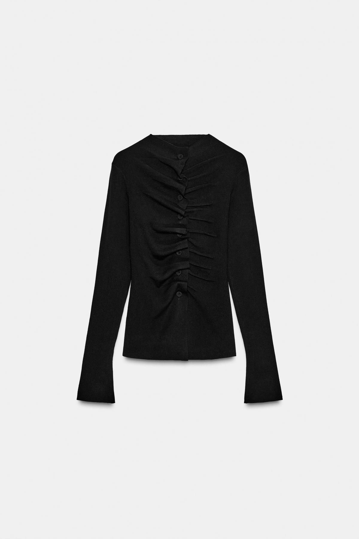 자라 테크니컬 드레이프 니트 카디건 3920/942 BLACK - 상품 이미지