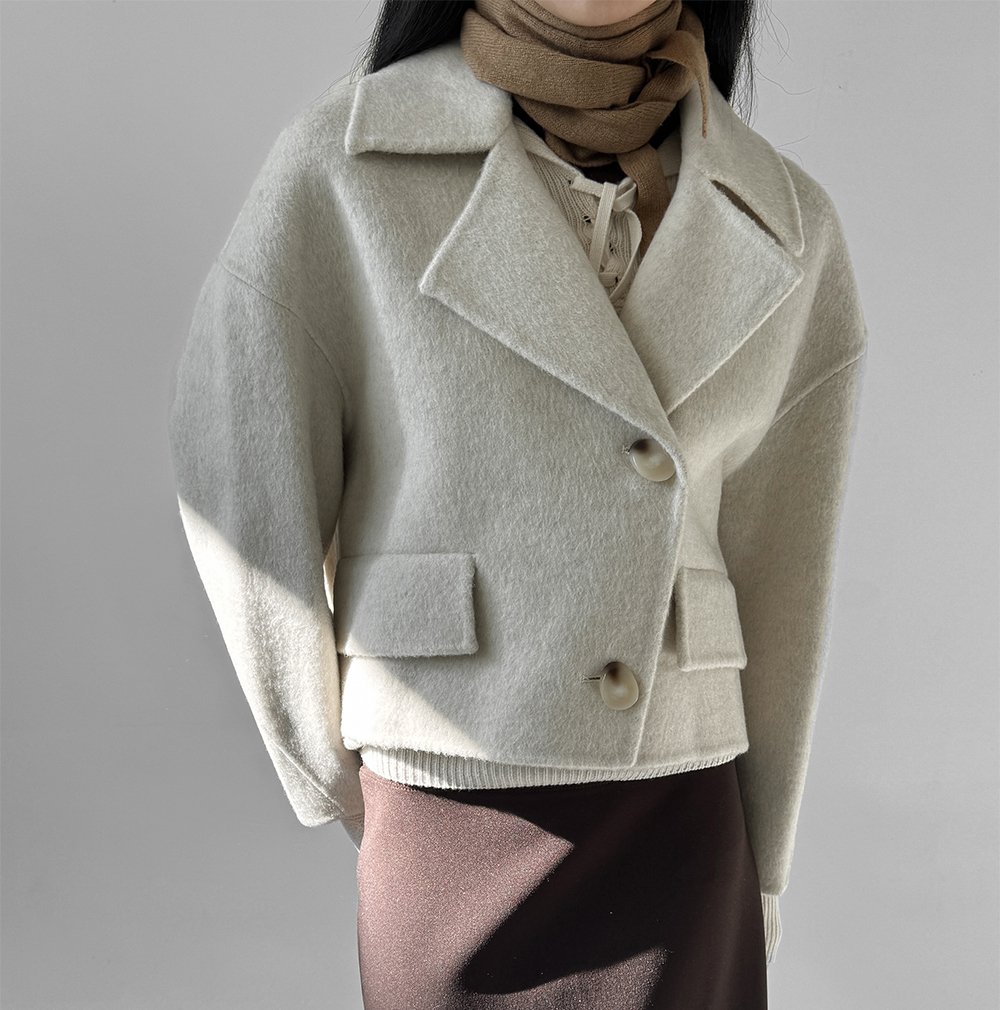 울 언발란스 셔츠 스타일 핸드메이드 자켓