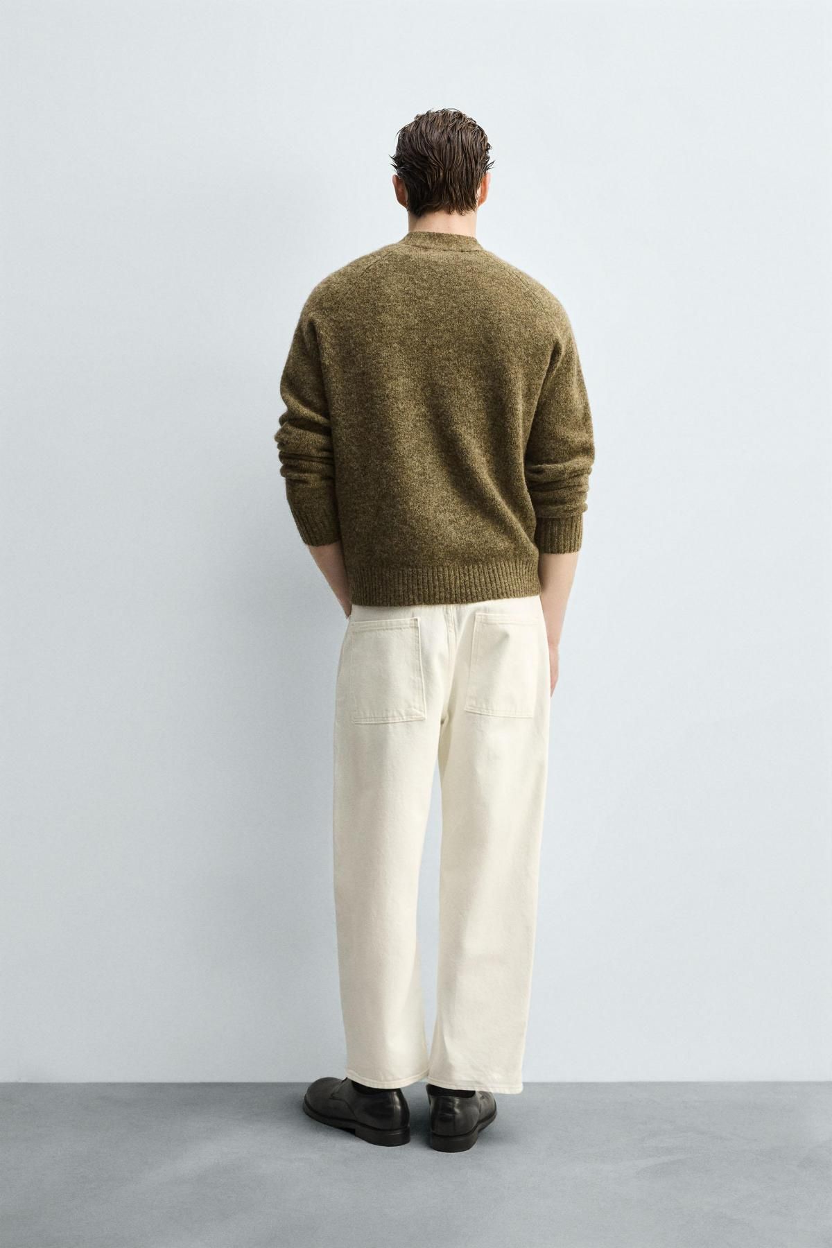 자라 테이퍼드 와이드핏 데님 청바지 0840/389 OYSTER-WHITE - 상세 이미지 4