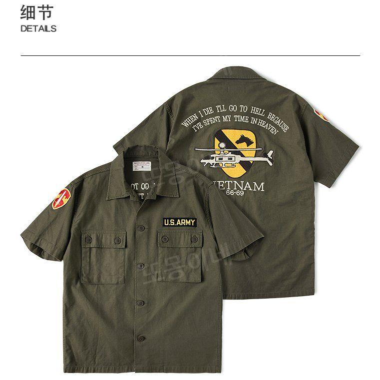 브론슨 논스탁 NON STOCK OG-107 반팔 셔츠 베트남 전쟁 MAVC ARVN 녹색 육군 녹색 S - 상세 이미지 4