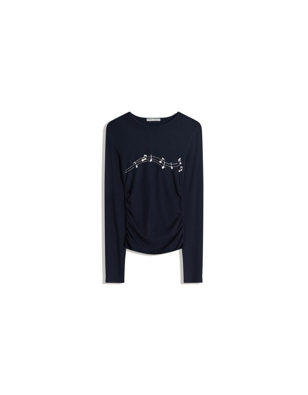 버쉬카 네이비 셔링 프린트 긴팔 티셔츠 0051/152 NAVY - 상품 이미지
