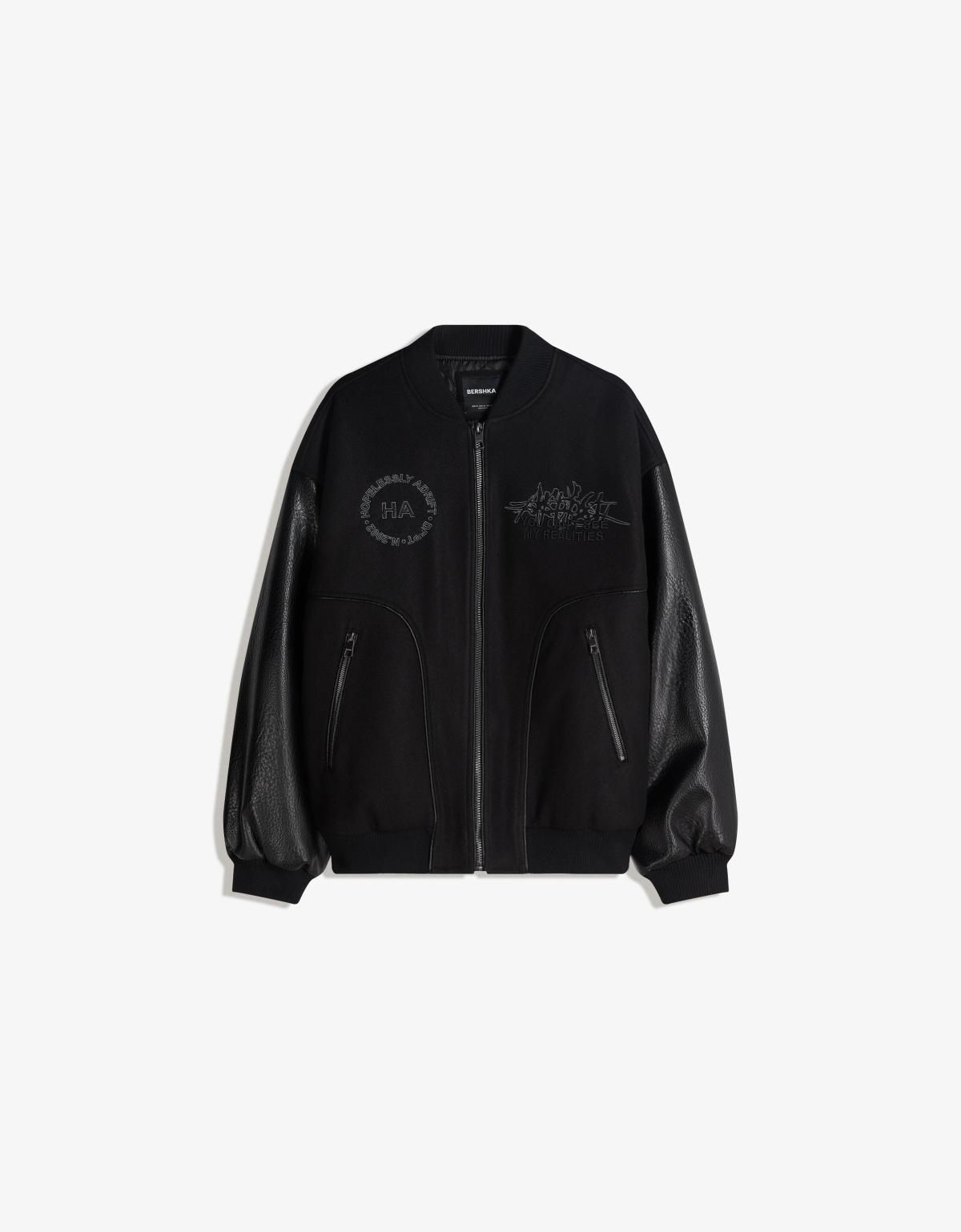 버쉬카 테크니컬 레더 슬리브 블루종 재킷 6822/677 BLACK - 메인 이미지