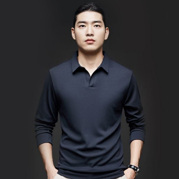 데일리 남자 긴 팔 카라 티 캐주얼 남성 오픈카라 티 - 상품 이미지