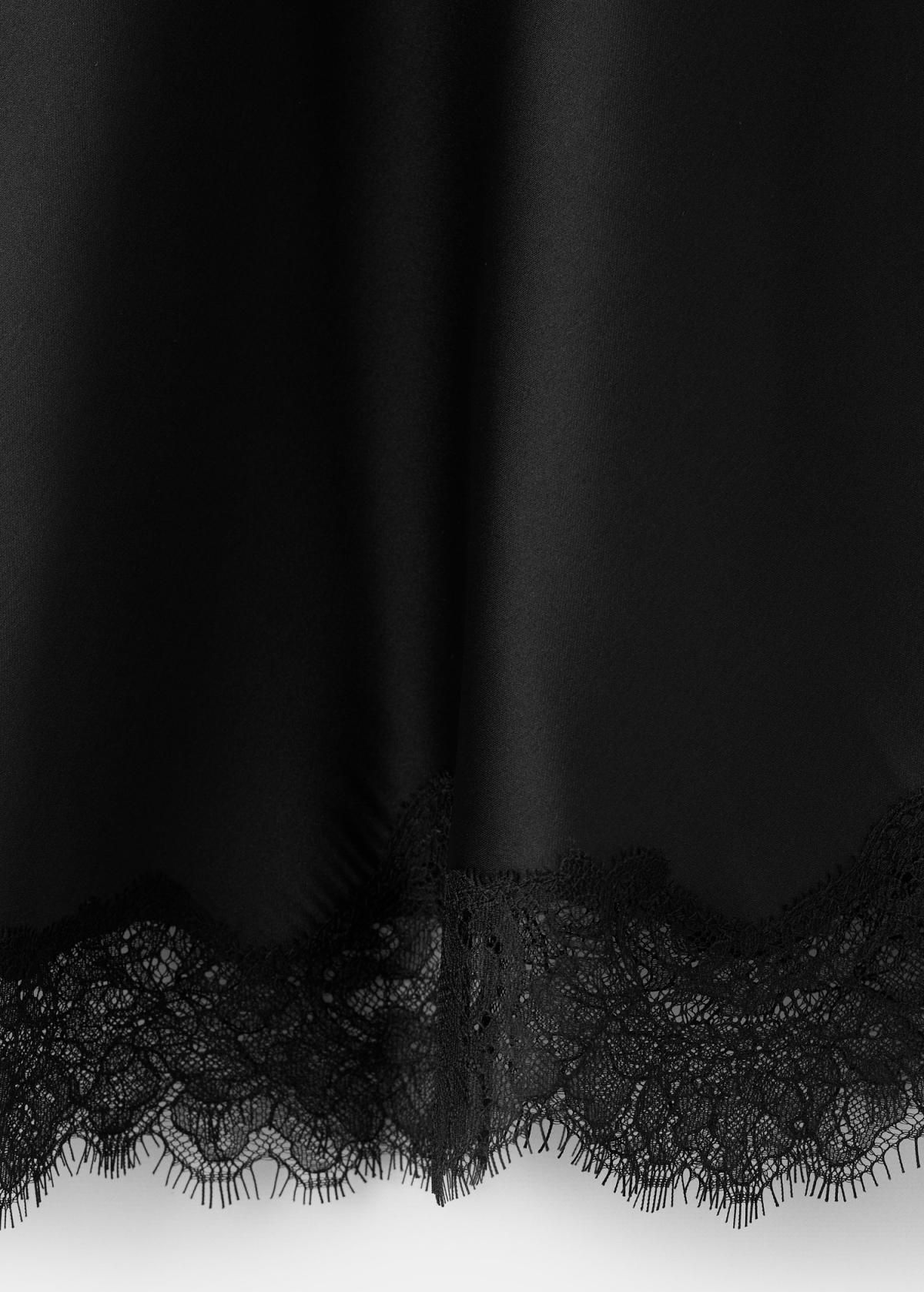 망고 테크니컬 새틴 레이스 미디 스커트 27081334 NEGRO - 상세 이미지 3