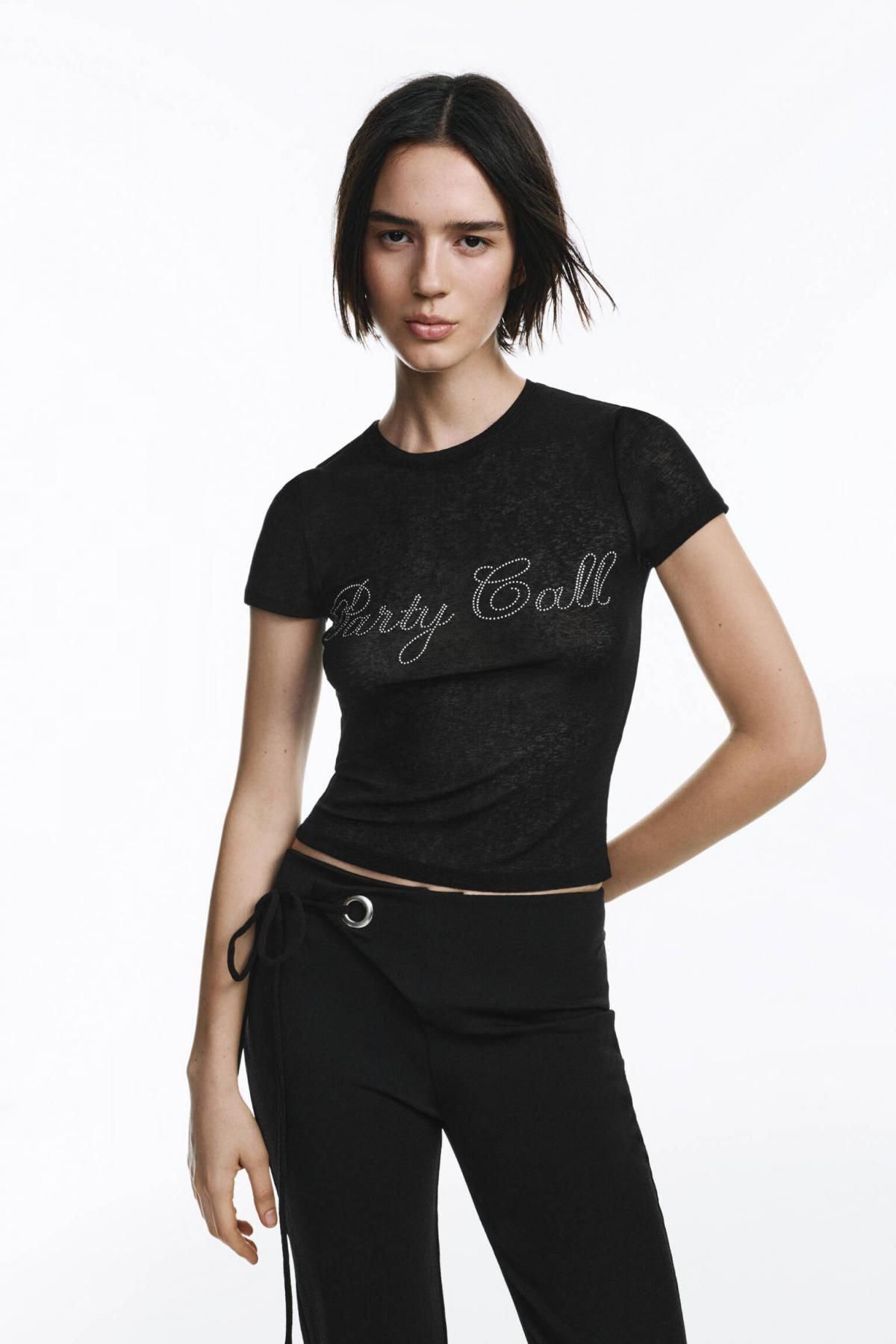 풀앤베어 큐빅 포인트 블랙 반팔 티셔츠 7153/328 BLACK - 상세 이미지 3