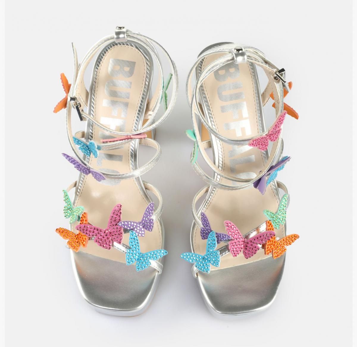 버팔로 글램 멀티컬러 버터플라이 스트랩 하이힐 샌들 02386574 SILBER/MULTICOLOR - 상세 이미지 2