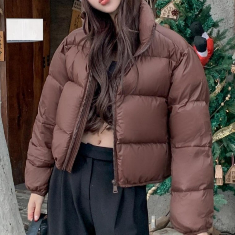 점퍼 경량 크롭 여성 패딩 숏 학생 하이넥 - 상품 이미지