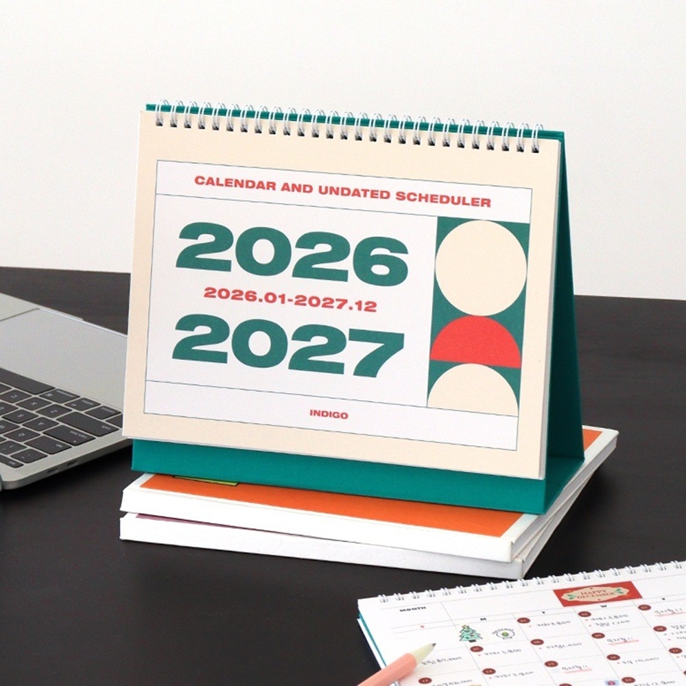 기본 2년 달력 26년 27년 탁상달력 2026년 2027년 데스크 캘린더 - 상품 이미지