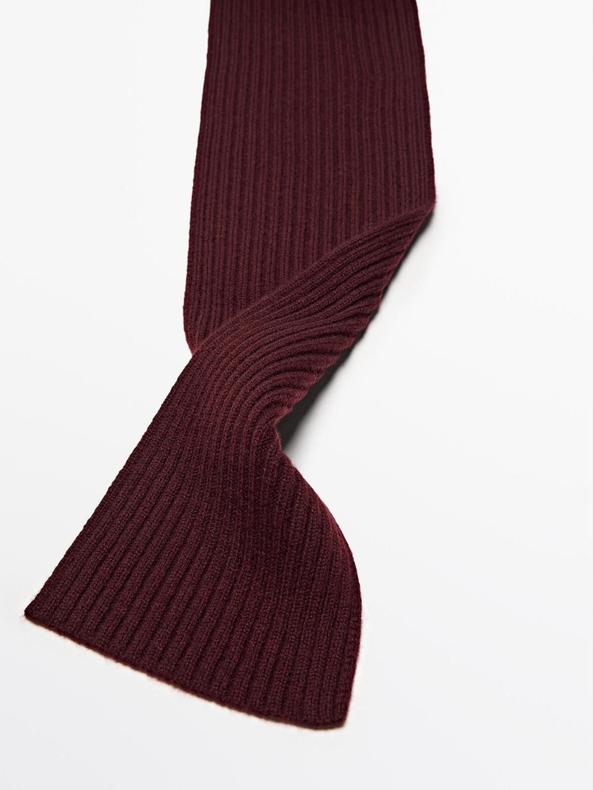 마시모두띠 버건디 울블렌드 리브드 니트 스카프 6342/653 BURGUNDY - 상세 이미지 3