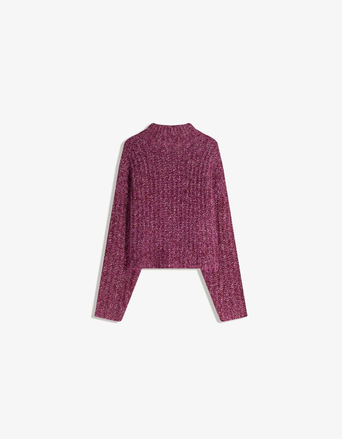 버쉬카 트위스트얀 하이넥 니트 크롭 스웨터 7136/693 FUCHSIA - 상세 이미지 2