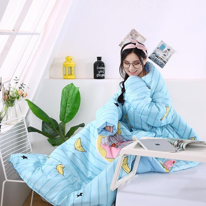 따뜻한 전신 침낭 담요옷 이불옷 동계 입는담요 망토 방한 입는이불 초경량 캠핑 패딩 차박 - 상세 이미지 5