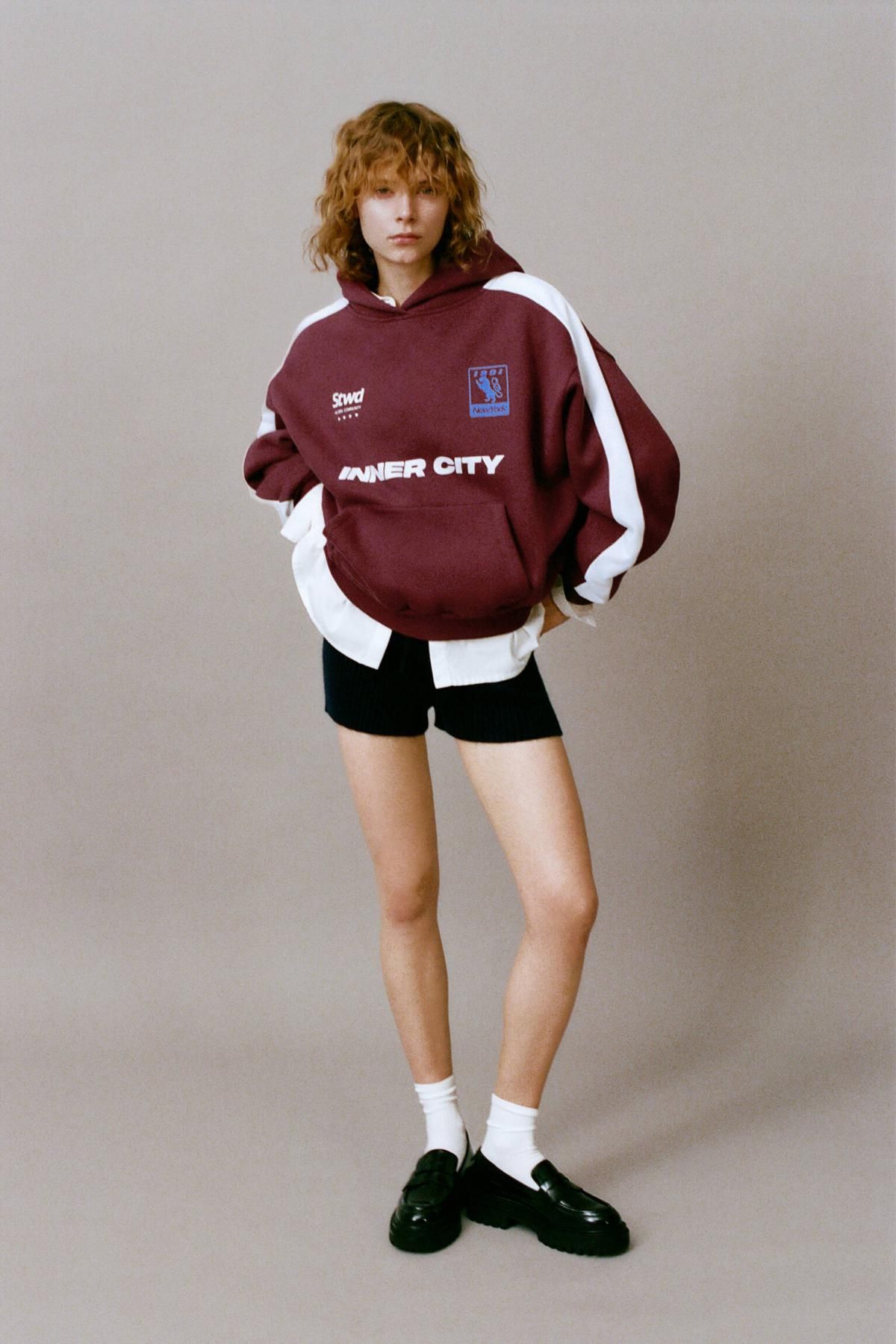 풀앤베어 스트리트 레터링 그래픽 코튼 후드티 3550/307 MAROON - 상세 이미지 3