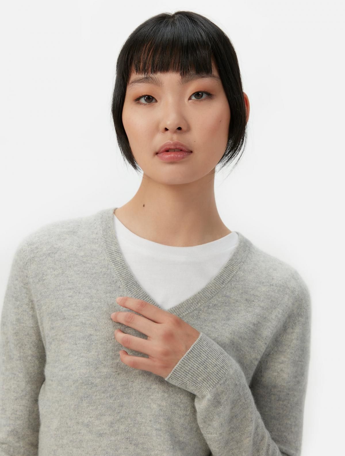고비캐시미어 베이직 V넥 캐시미어 풀오버 KW070523-0828S0000-002E DAMMERUNG BLAU - 상세 이미지 5