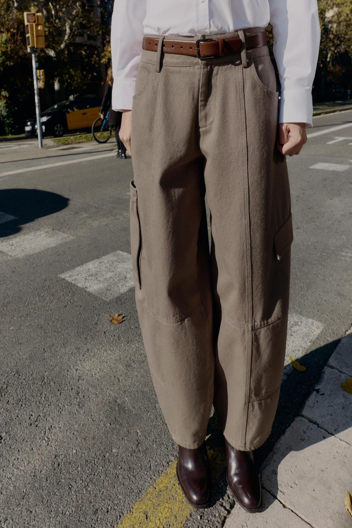 자라 하이웨이스트 카고 벌룬 조거 팬츠 9521/661 BROWN / TAUPE - 상품 이미지