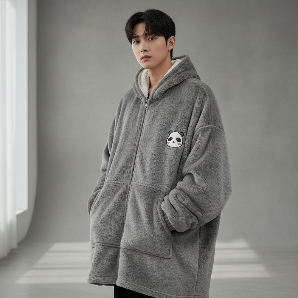 입는 담요 지퍼형 집순이 후드담요 입는이불 빅 후드 두꺼운 양털 캠핑 극세사 이불 밍크