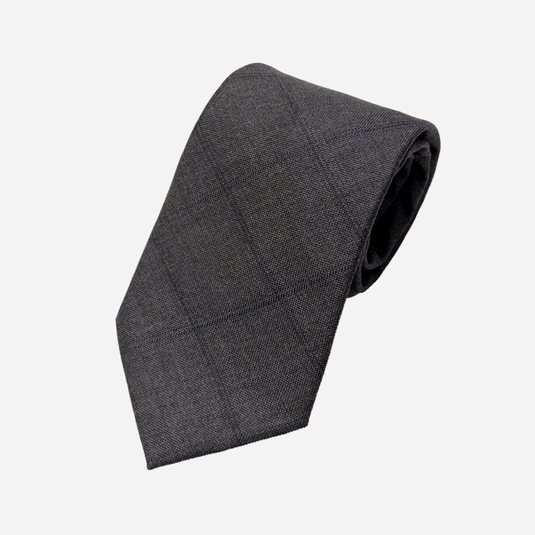 [해리슨테일러] 영국 SCABAL 스카발 핸드메이드 제작 넥타이 (charcoal windowpane check-blue stitch) - 상품 이미지