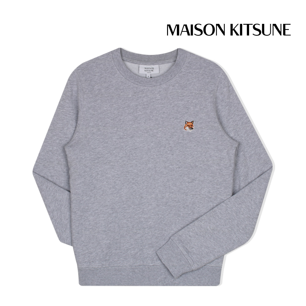메종키츠네 맨투맨 폭스 헤드 패치 레귤러 스웨트셔츠 여성 라이트그레이 LW00302KM0001-H120 - 메인 이미지