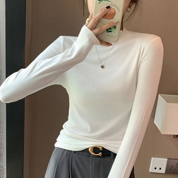 레이어드 여성 긴 팔 티셔츠 폴라티 여성 이너 데일리 베이직 - 상품 이미지