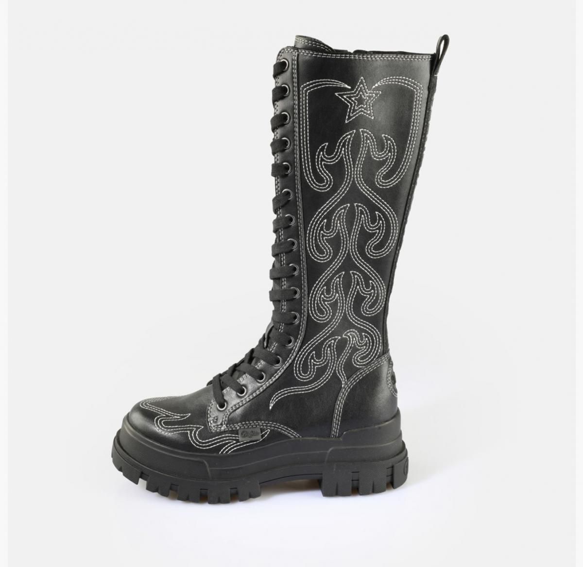 버팔로 웨스턴 테크니컬 비건 롱부츠 블랙 화이트 02386088 WEISS/SCHWARZ - 상품 이미지