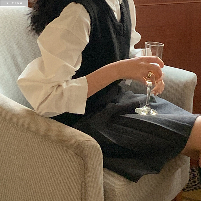미쥬 울 핀턱 A라인 미디 스커트 2col S,M 겨울 모직 사이드 주름 포멀 제이플로우 이미지 6
