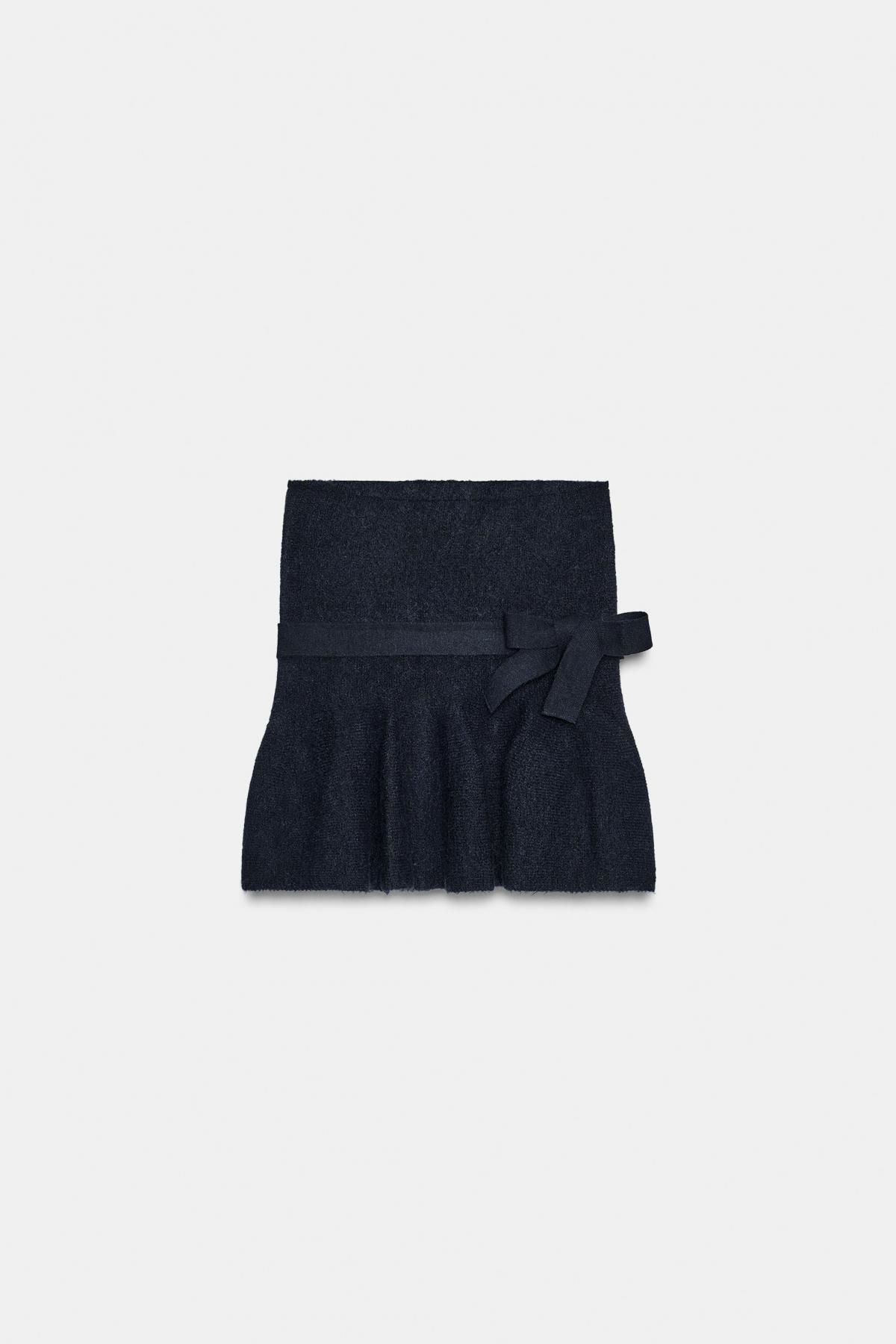 자라 페미닌 오프숄더 니트 페플럼 리본 탑 4331/105 NAVY BLUE - 상품 이미지