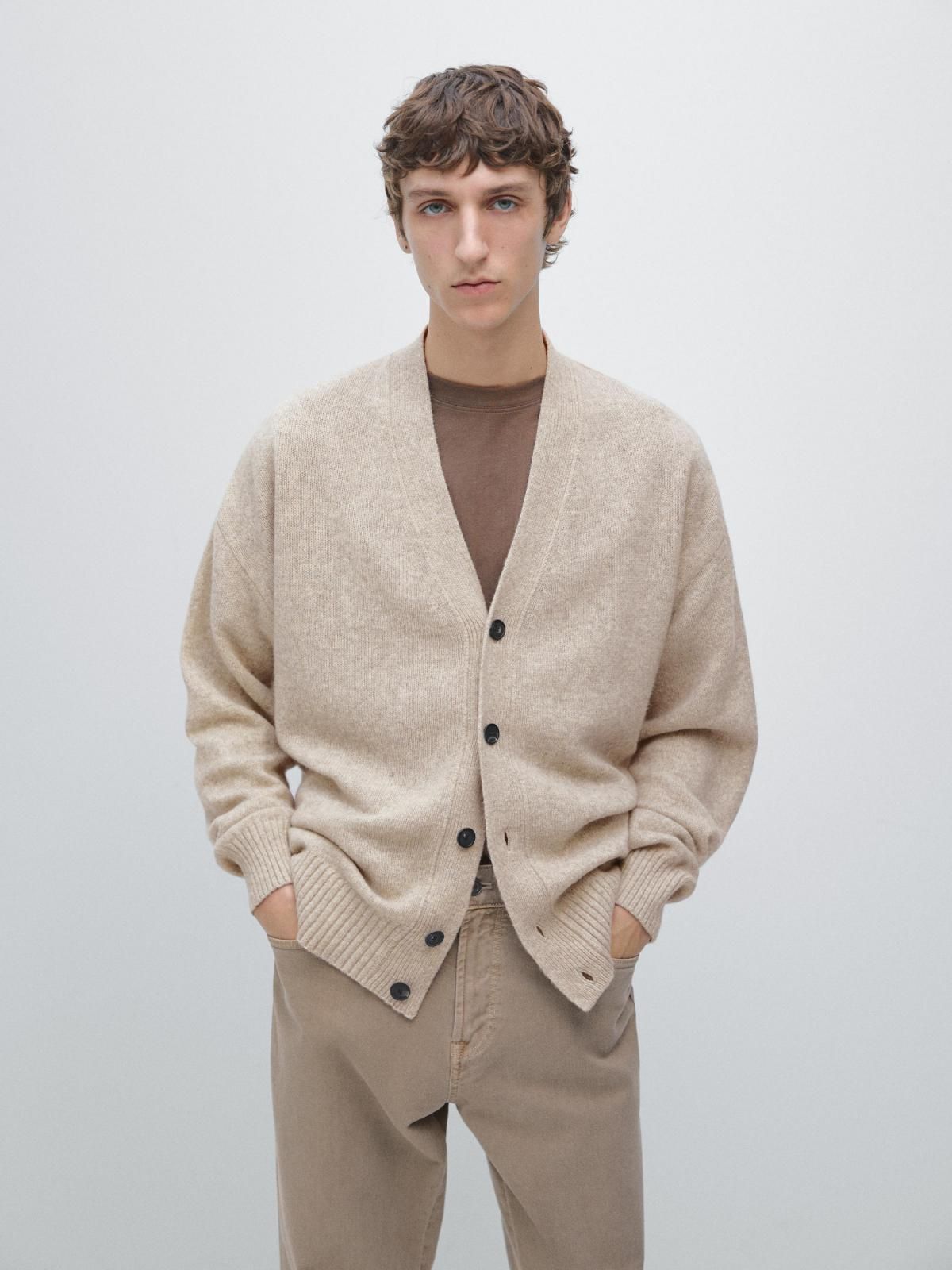 마시모두띠 프리미엄 울블렌드 브이넥 니트 카디건 1125/233 BEIGE MARL - 상세 이미지 3