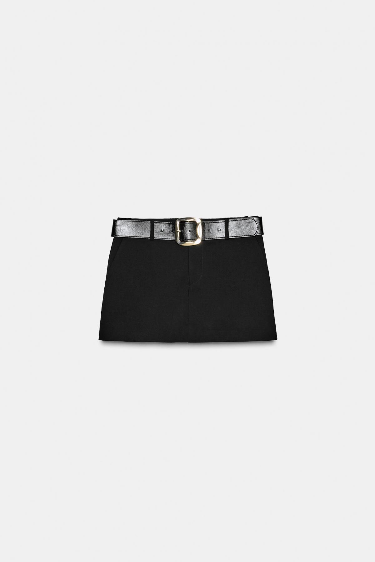 자라 트렌디 로우라이즈 벨트 미니 스커트 4387/460 BLACK - 메인 이미지