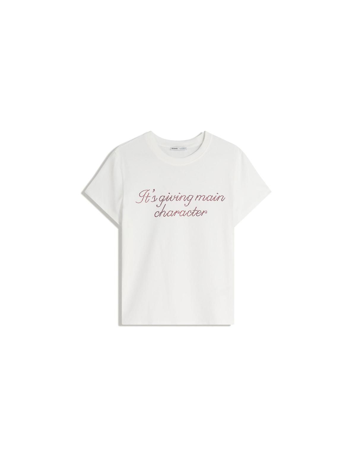 버쉬카 트렌디 스트라스 프린트 반팔 티셔츠 0853/169 OFF WHITE - 상세 이미지 3