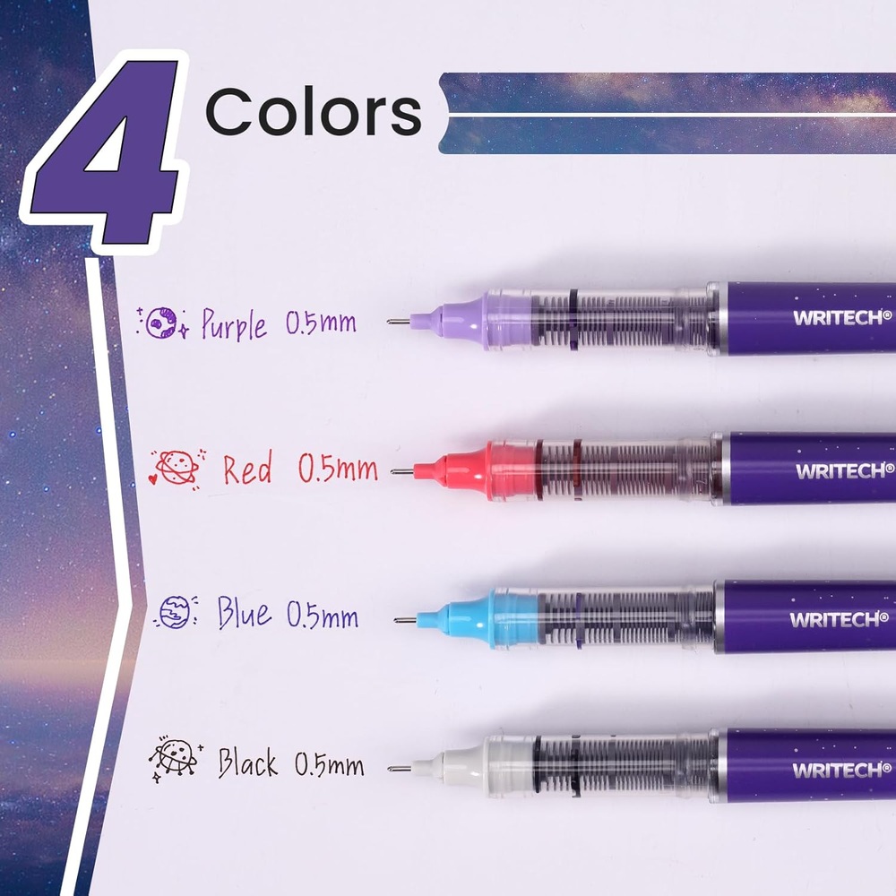 WRITECH 롤러볼 펜 0.5mm 4색 잉크 젤잉크펜 필기도구 사무용품 - 상세 이미지 3