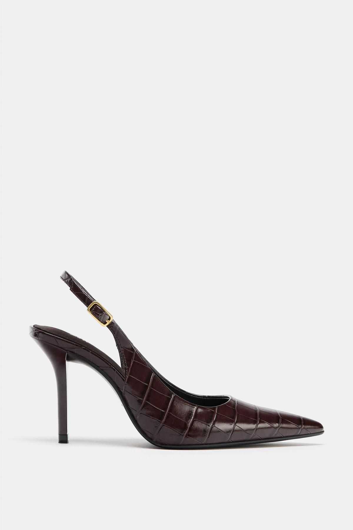 자라 크로커 테크니컬 슬링백 하이힐 슈즈 1223/710 BURGUNDY RED - 상품 이미지