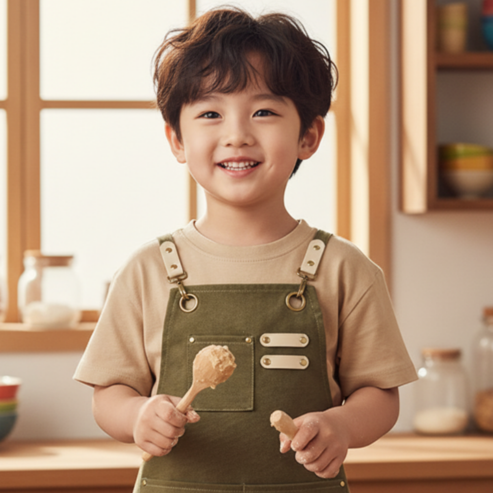 아동 캔버스 방수 앞치마 이름자수 어린이집 미술학원 - 상품 이미지