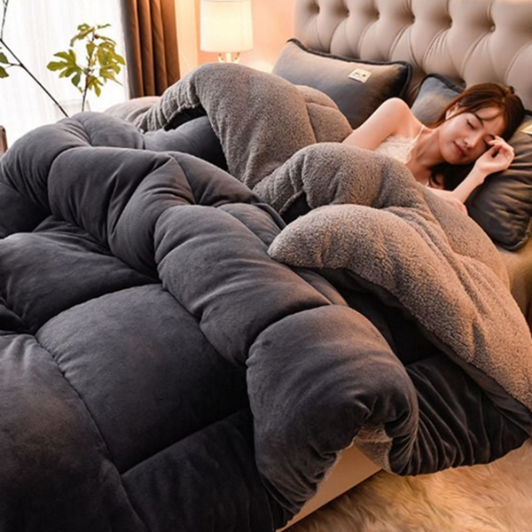 두꺼운 겨울 극세사 이불 벨벳 겨울 차렵 이불 침구 세트