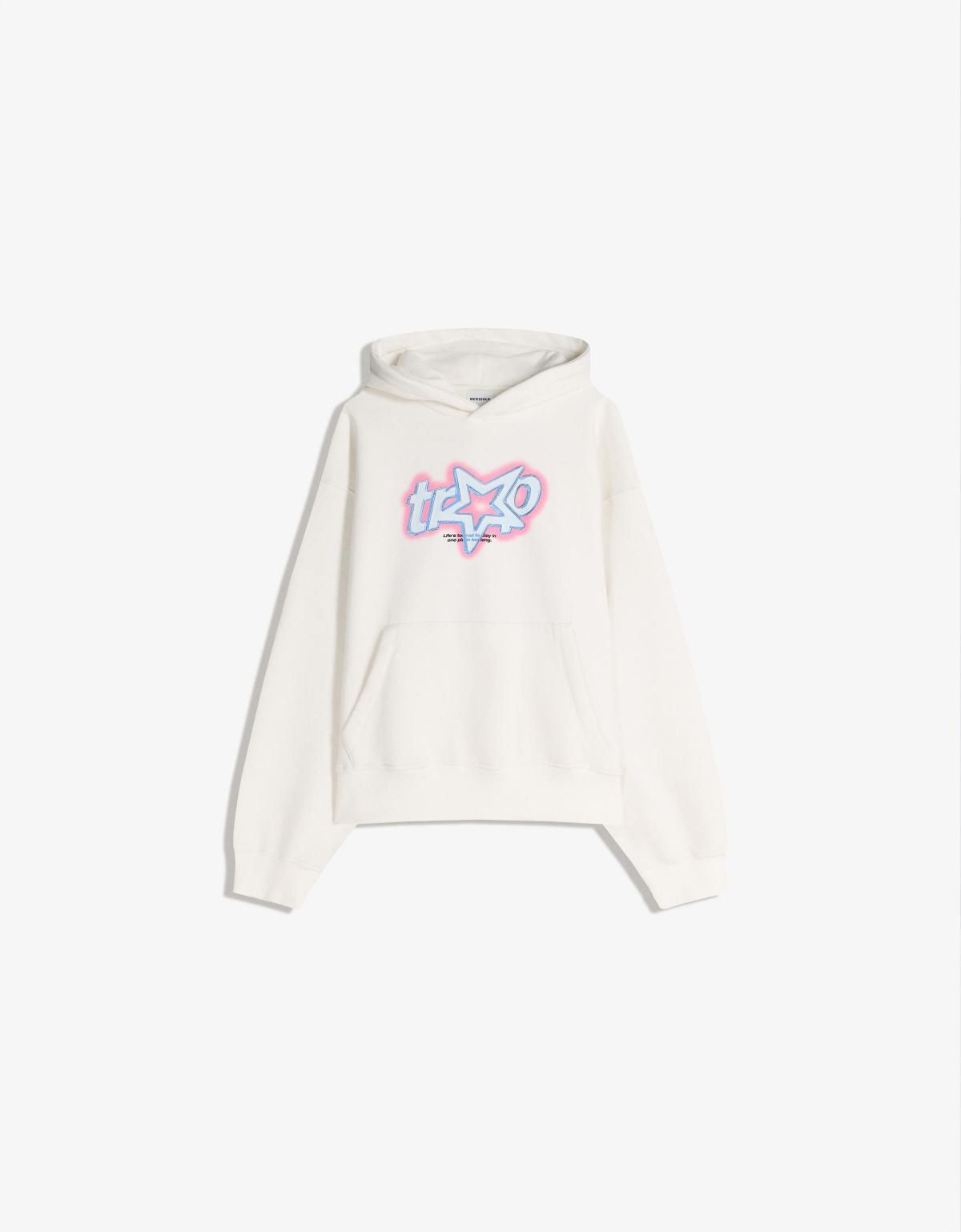 버쉬카 그래픽 프린트 오버핏 후드 스웨트셔츠 7421/696 OFF WHITE - 상품 이미지