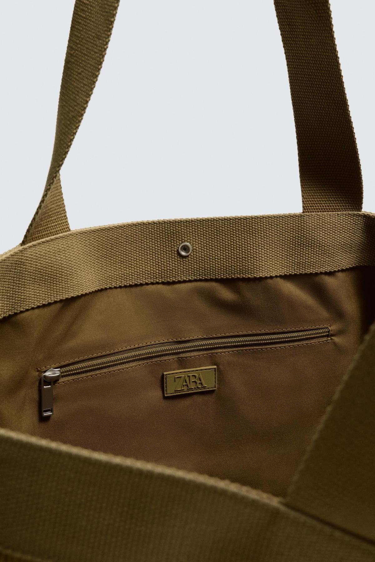 자라 테크니컬 코듀로이 이펙트 베이직 토트백 3315/720 KHAKI GREEN - 상세 이미지 4