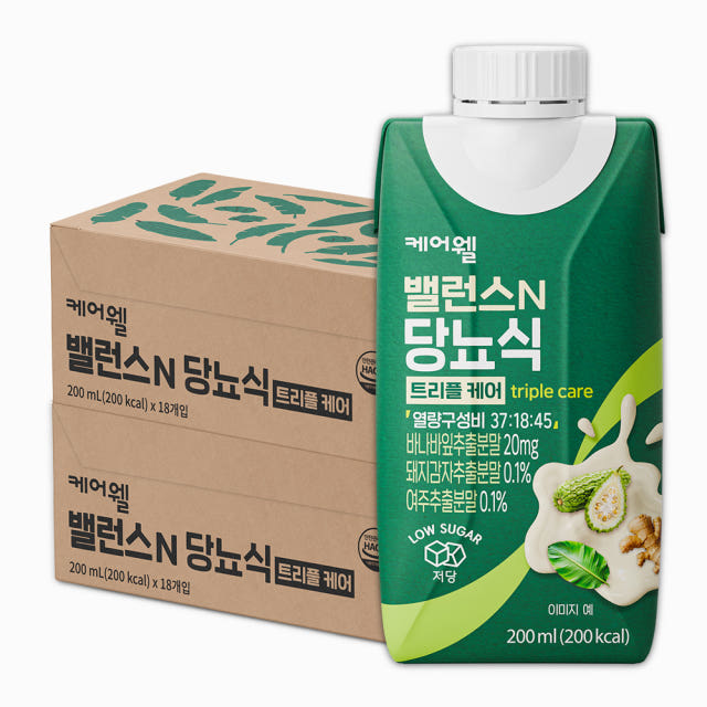 케어웰 밸런스N 당뇨식 트리플케어 200ml 36팩 당뇨영양식 당뇨