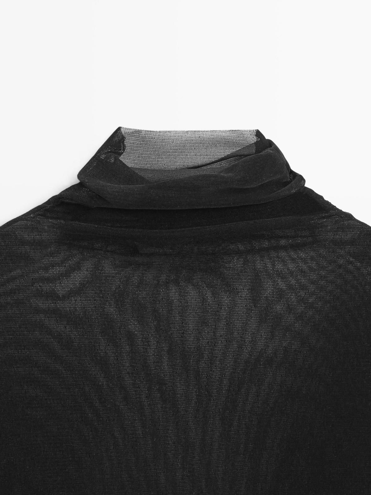 마시모두띠 시스루 하이넥 테크니컬 긴팔 티셔츠 6242/520 BLACK - 상세 이미지 5