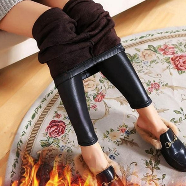 따뜻한 여자 가죽 레깅스 융털 여성 기모 레깅스 쫄바지 겨울 - 상품 이미지