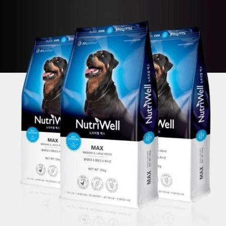 온담샵 중대형견 소화흡수 골격강화 사료 뉴트리웰 맥스 15kg 건식사료 중대형견사료 강아지사료