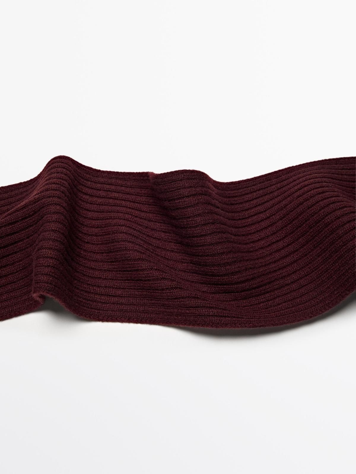 마시모두띠 버건디 울블렌드 리브드 니트 스카프 6342/653 BURGUNDY - 상세 이미지 5