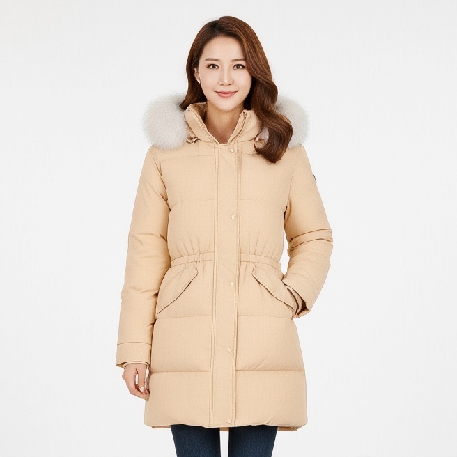 MILLET 밀레 아웃도어 여성 겨울 폭스퍼 셀레네 구스다운 코트 패딩점퍼 - 메인 이미지
