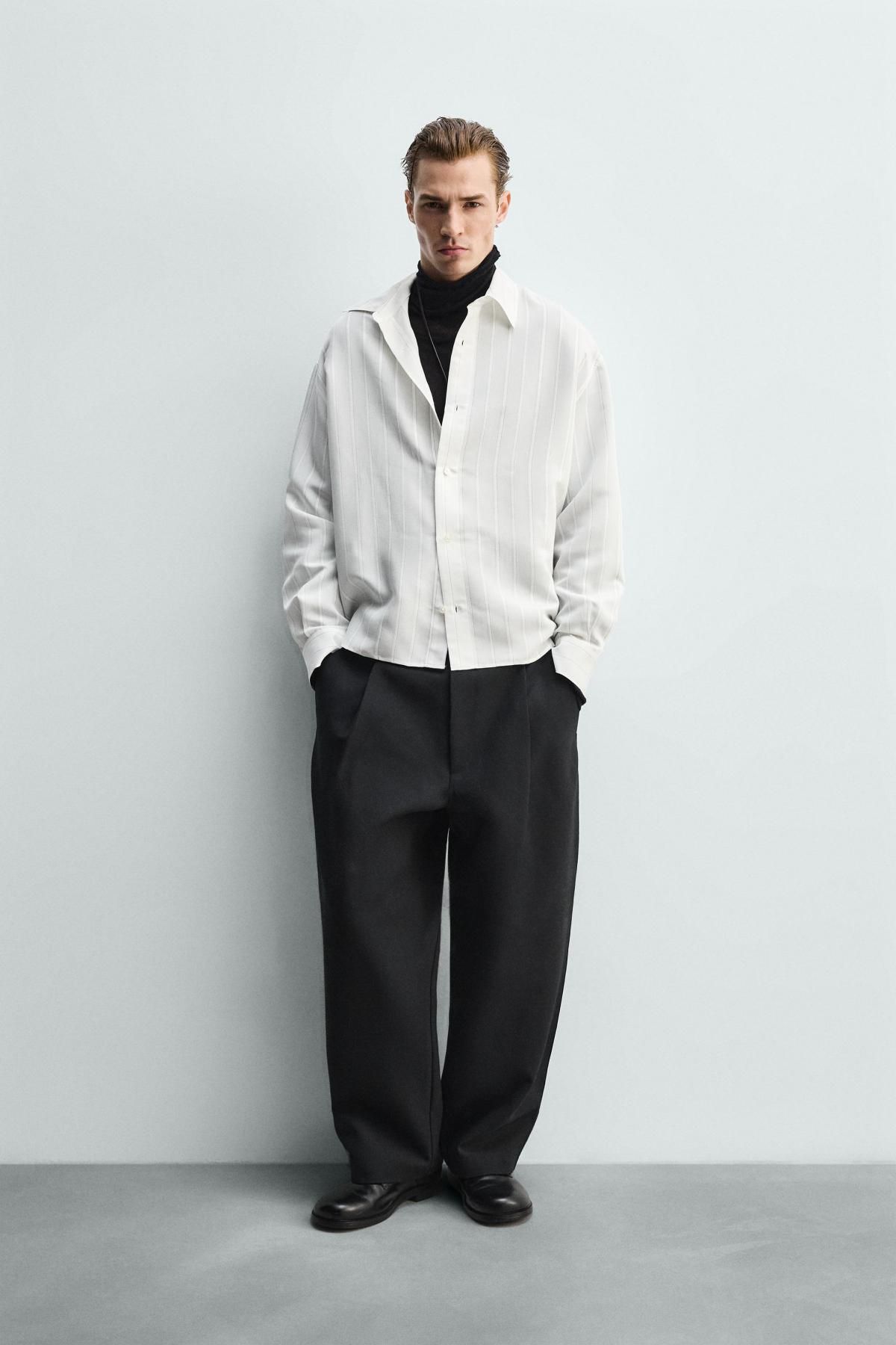 자라 테크니컬 스트라이프 플로우 롱슬리브 셔츠 9496/027 WHITE - 상세 이미지 2