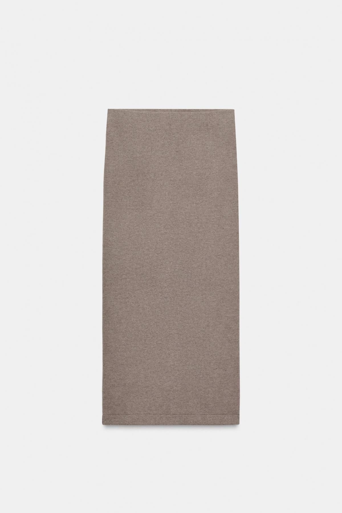 자라 소프트 미디 스커트 밴딩 0858/470 BROWN MARL - 메인 이미지