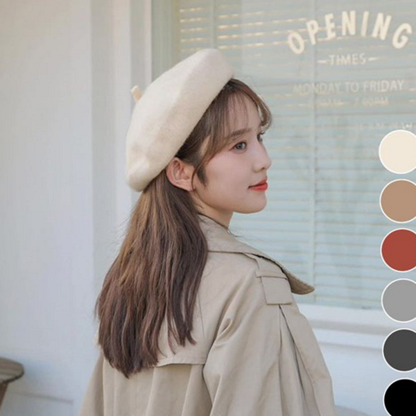 클래식 여자 베레모 포근한 울 베레모 데일리 겨울 - 메인 이미지