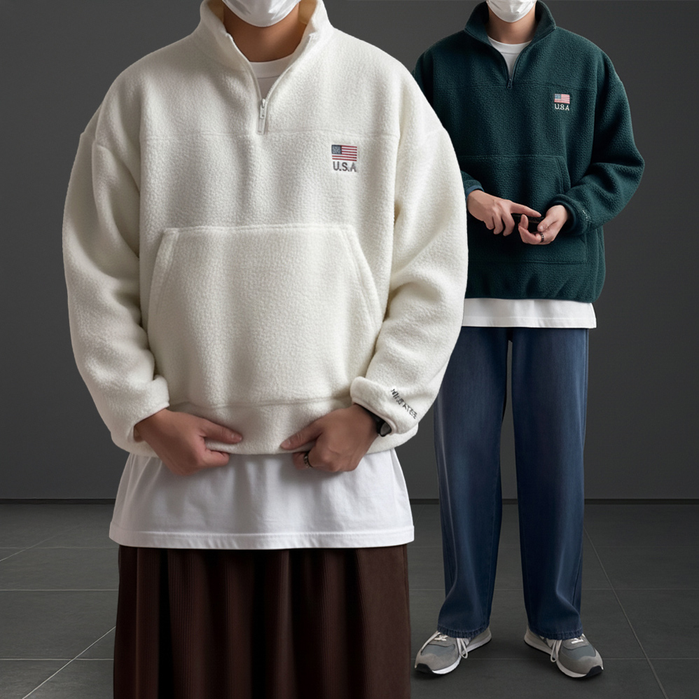 하프집업 반집업후리스 후리스맨투맨 - 상품 이미지
