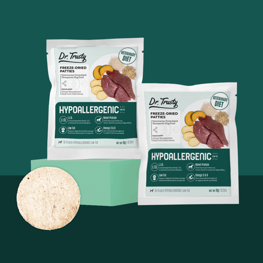 닥터트러스티 하이포알러제닉 로우팻 동결건조 저알러지 처방식 사료샘플 9g 특수단백질 제품 이미지